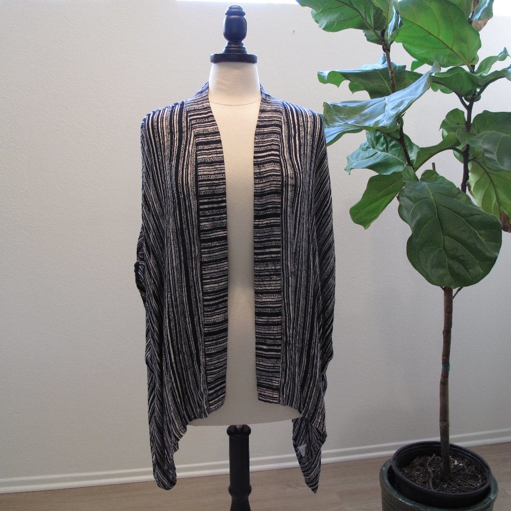 RVCA Black and Cream Striped Kimono Wrap